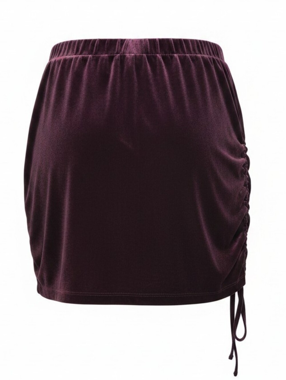 Arizona Jean Co Women's Velvet Ruched Drawstring Bodycon Mini Skirt XXL Burgundy - Picture 4 of 9